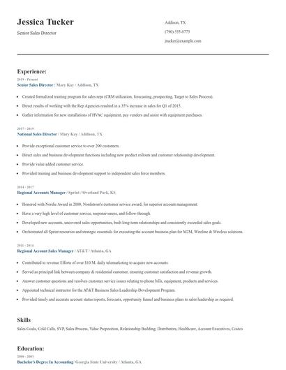 Senior Sales Director Resume