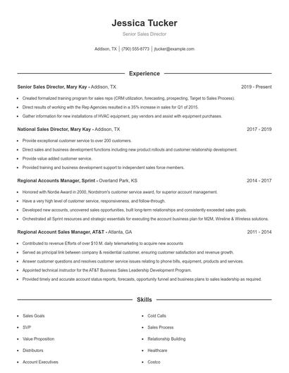 Senior Sales Director Resume