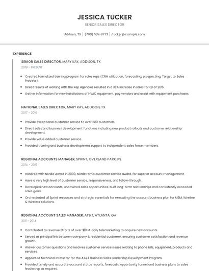 Senior Sales Director Resume