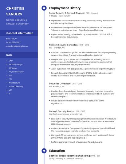 Senior Security & Network Engineer Resume