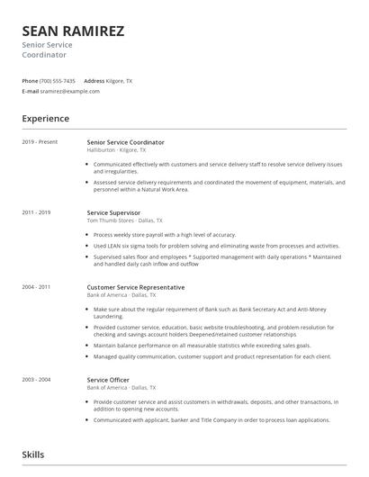 Senior Service Coordinator Resume