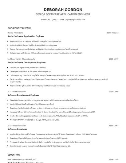 Senior Software Application Engineer Resume