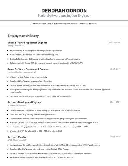 Senior Software Application Engineer Resume
