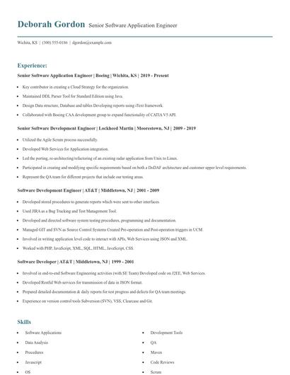 Senior Software Application Engineer Resume
