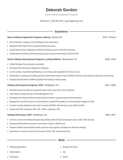 Senior Software Application Engineer Resume