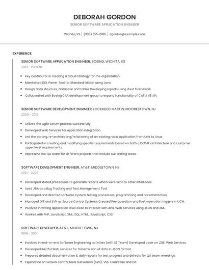 Senior Software Application Engineer Resume