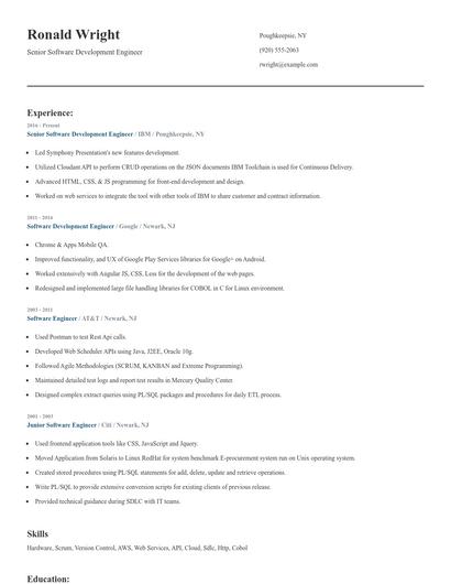 Senior Software Development Engineer Resume