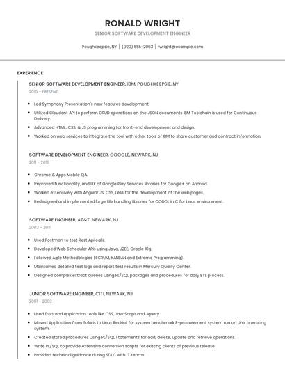 Senior Software Development Engineer Resume