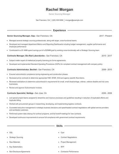 Senior Sourcing Manager Resume
