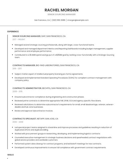 Senior Sourcing Manager Resume