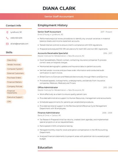 Senior Staff Accountant Resume