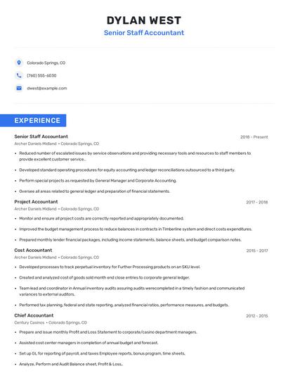 Senior Staff Accountant Resume
