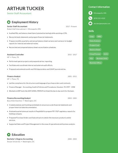 Senior Staff Accountant Resume