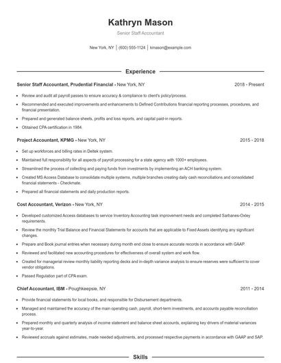 Senior Staff Accountant Resume