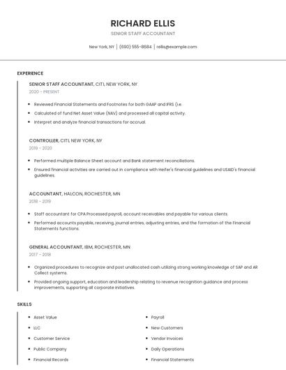 Senior Staff Accountant Resume