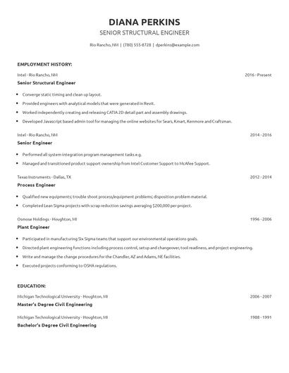 Senior Structural Engineer Resume