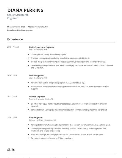 Senior Structural Engineer Resume