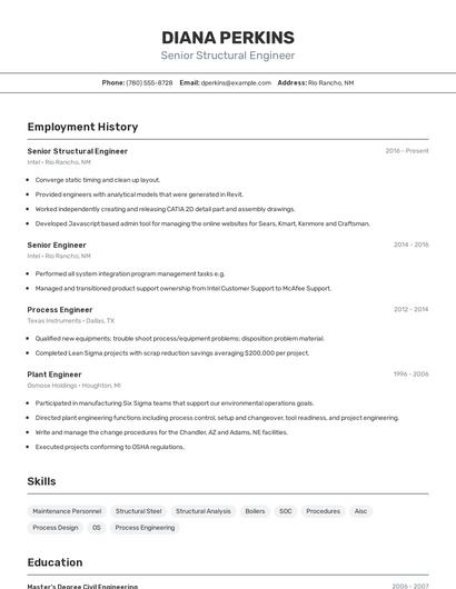 Senior Structural Engineer Resume