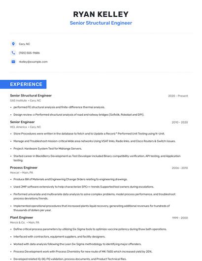 Senior Structural Engineer Resume