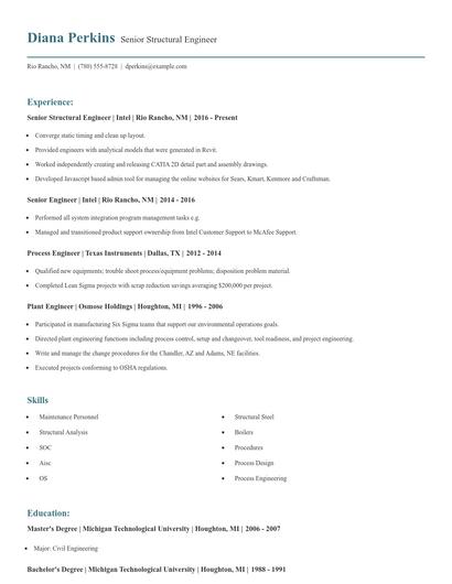 Senior Structural Engineer Resume