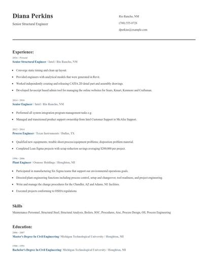 Senior Structural Engineer Resume