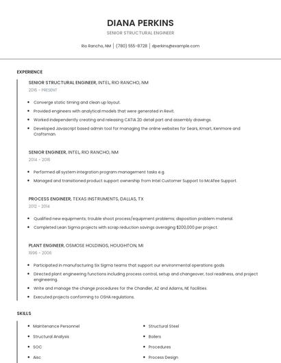 Senior Structural Engineer Resume