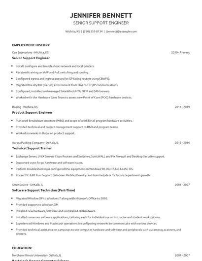 Senior Support Engineer Resume