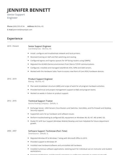 Senior Support Engineer Resume