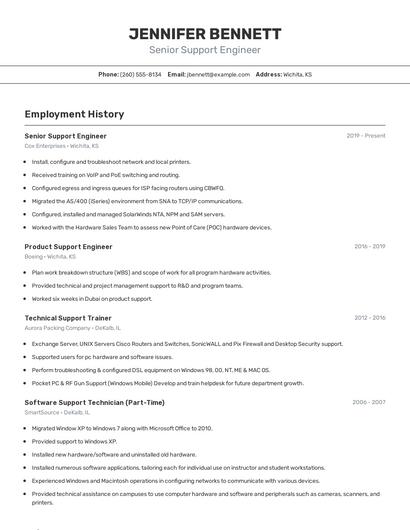 Senior Support Engineer Resume