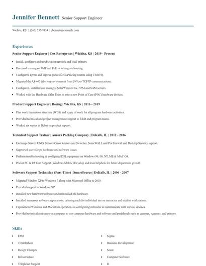 Senior Support Engineer Resume