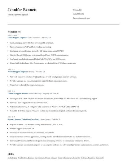 Senior Support Engineer Resume