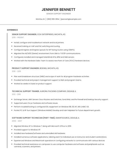 Senior Support Engineer Resume