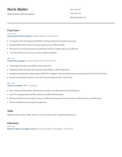 Senior Systems Software Engineer Resume