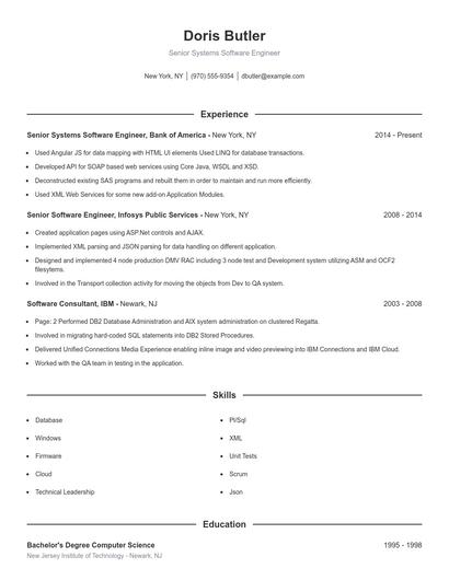 Senior Systems Software Engineer Resume