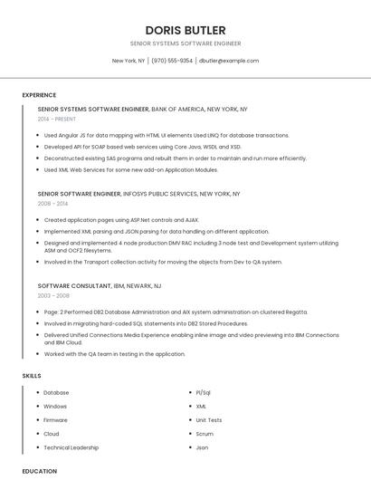 Senior Systems Software Engineer Resume