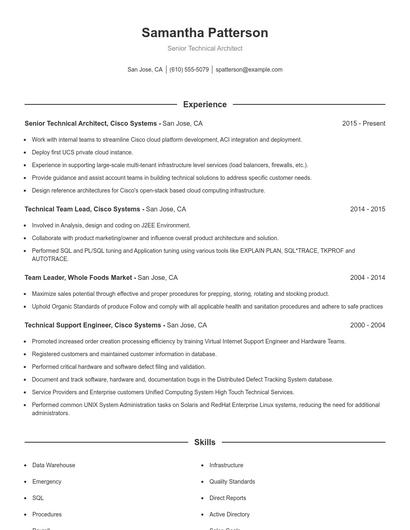 Senior Technical Architect Resume
