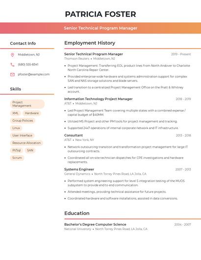 Senior Technical Program Manager Resume