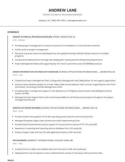 Senior Technical Program Manager Resume
