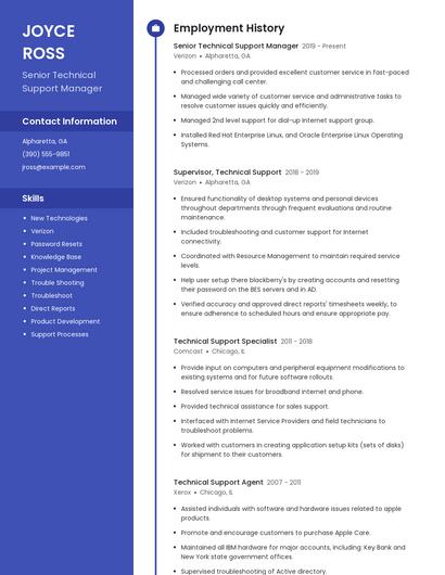Senior Technical Support Manager Resume