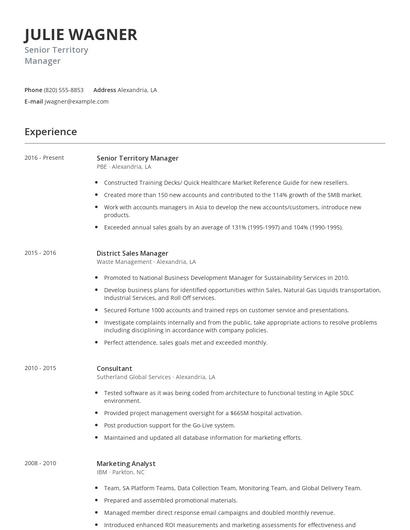 Senior Territory Manager Resume