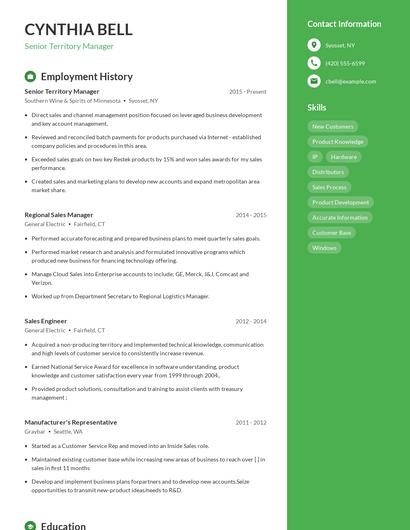 Senior Territory Manager Resume