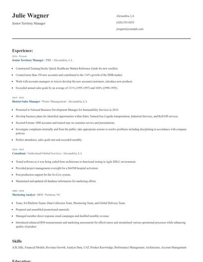 Senior Territory Manager Resume