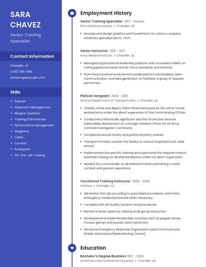 Senior Training Specialist Resume