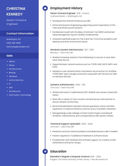 Senior Vmware Engineer Resume