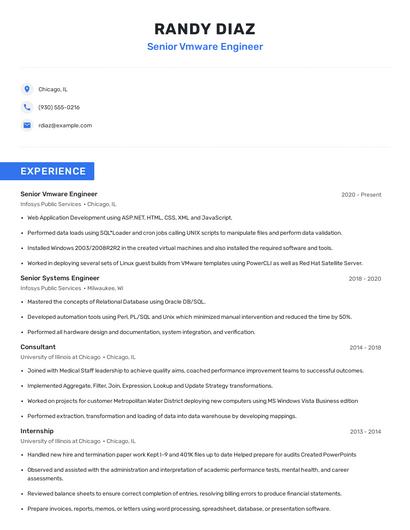 Senior Vmware Engineer Resume