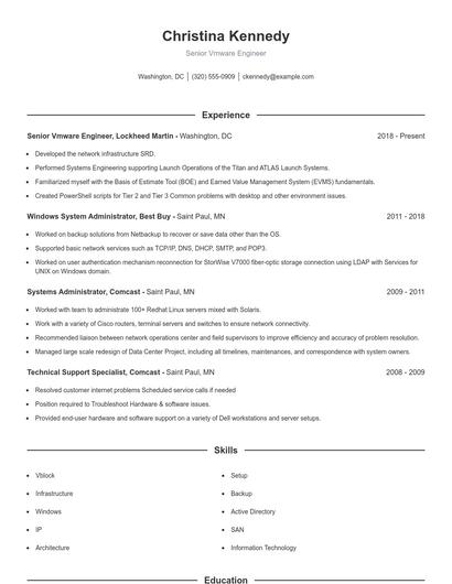 Senior Vmware Engineer Resume