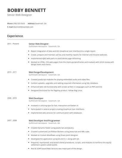 Senior Web Designer Resume