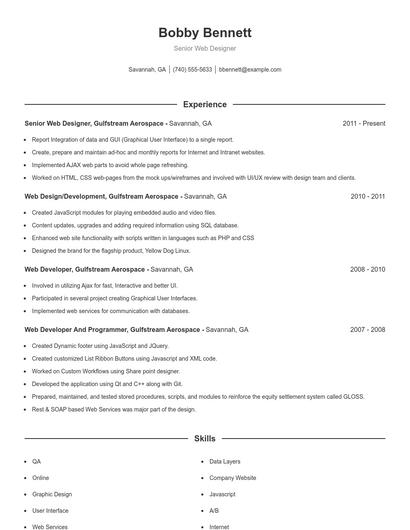 Senior Web Designer Resume