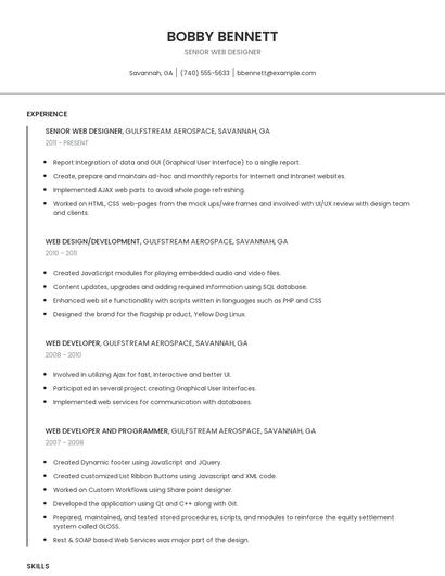 Senior Web Designer Resume