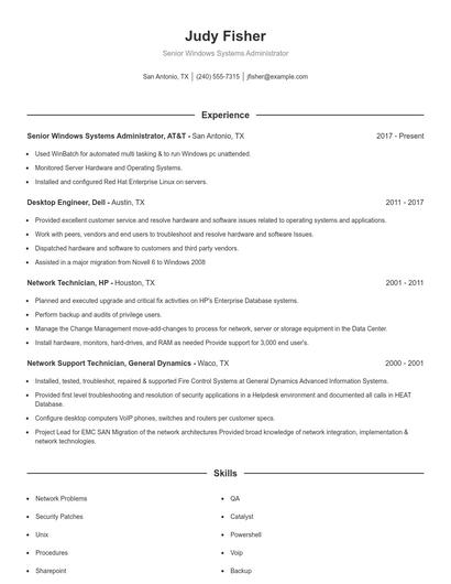 Senior Windows Systems Administrator Resume